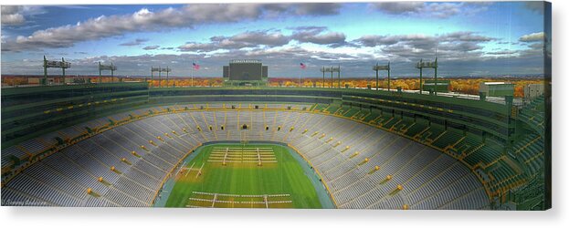 2015 Acrylic Print featuring the photograph Lambeau Field Panoramic by Tommy Anderson