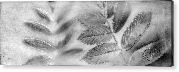 Encaustic Acrylic Print featuring the mixed media Leafage Lustre by Roseanne Jones