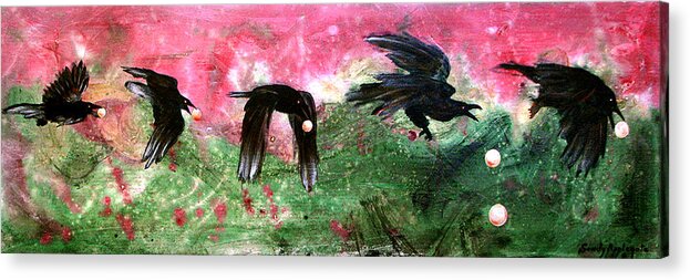 Raven Acrylic Print featuring the painting Linking Fancy Unto Fancy by Sandy Applegate