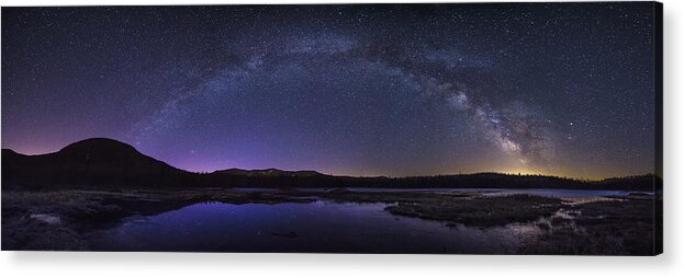 Milky Acrylic Print featuring the photograph Milky Way over Lonesome Lake Panorama by White Mountain Images