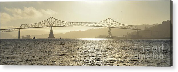 Denise Bruchman Acrylic Print featuring the photograph Misty Morning Megler Bridge by Denise Bruchman