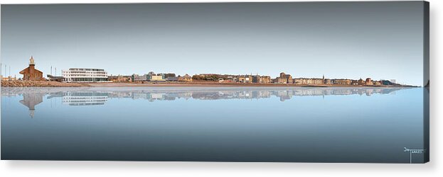 Midland Hotel Acrylic Print featuring the digital art Morecambe West End Panoramic - Blue by Joe Tamassy