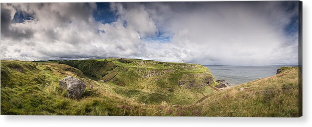 Mussenden Temple Acrylic Print featuring the photograph Mussenden Temple and the Black Glen by Nigel R Bell