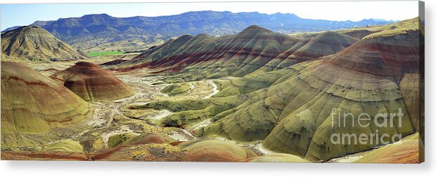 Oregon Acrylic Print featuring the photograph Painted Hills Panorama by Benedict Heekwan Yang