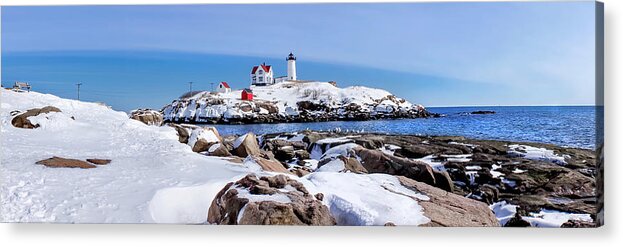 Lighthouse Acrylic Print featuring the photograph Pano Nubble by Greg Fortier