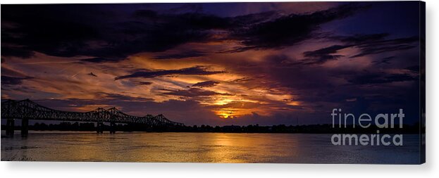 Mississippi Acrylic Print featuring the photograph Panoramic Sunset at Natchez by T Lowry Wilson