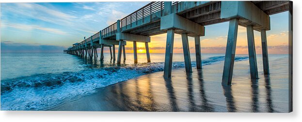 Beach Acrylic Print featuring the photograph Peaceful Surf Panorama by Debra and Dave Vanderlaan