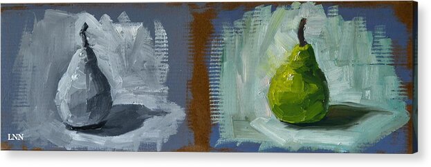 Still Life Acrylic Print featuring the painting Pears by Ningning Li