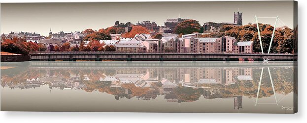 Lancaster Acrylic Print featuring the digital art Reflection River Lune - Sepia #1 by Joe Tamassy