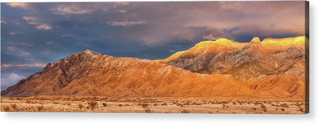 Winter Acrylic Print featuring the photograph Sandia Crest Stormy Sunset 2 by Alan Vance Ley