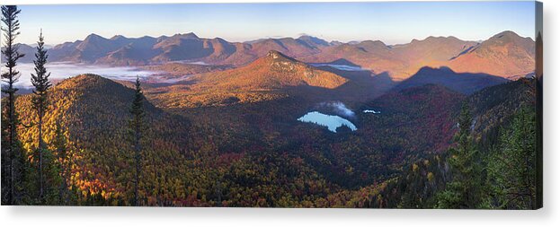 Tremont Acrylic Print featuring the photograph Tremont Autumn Morning Panorama by White Mountain Images