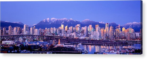 Photography Acrylic Print featuring the photograph Twilight, Vancouver Skyline, British by Panoramic Images