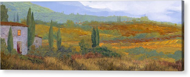 Landscape Acrylic Print featuring the painting un altro pomeriggio a spasso in Toscana by Guido Borelli