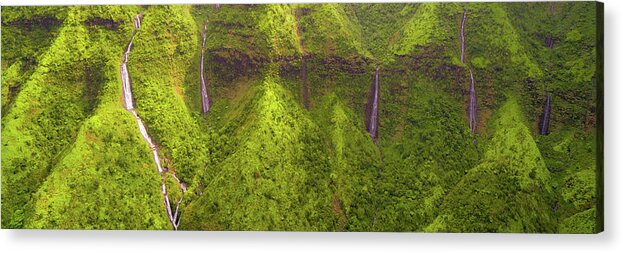 Hawaii Acrylic Print featuring the photograph Waialeale Waterfalls by Ryan Moyer