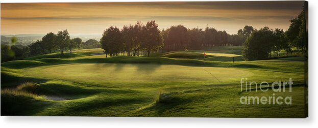 Sand Trap Acrylic Print featuring the photograph Backlit Golf Course With No Golfers by Sturti