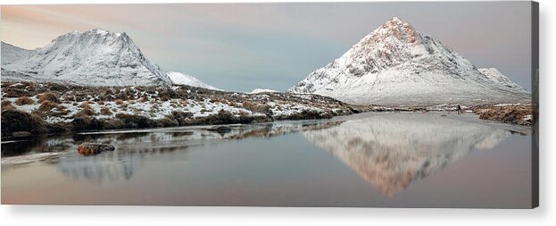 Glencoe Acrylic Print featuring the photograph Glencoe Snow Mountain Winter Sunrise by Grant Glendinning