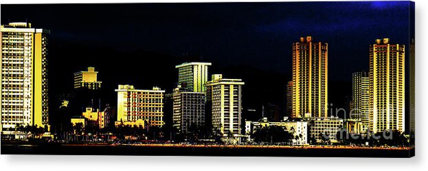 Waikiki Acrylic Print featuring the photograph Moana Surfrider by Darcy Dietrich