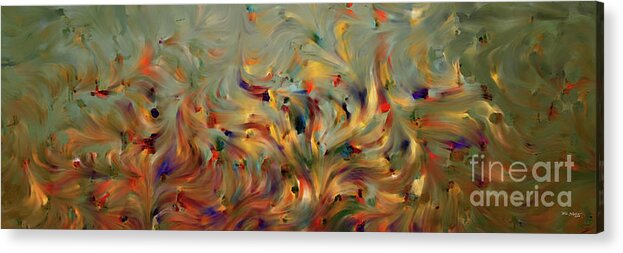 2 Corinthians; Green; Brown; Orange; Gold; Red; Faith Acrylic Print featuring the painting 2 Corinthians 5 7. Faith- Not Emotion by Mark Lawrence
