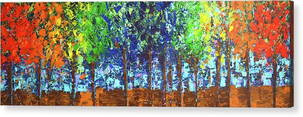  Acrylic Print featuring the painting Backyard Trees by Linda Bailey