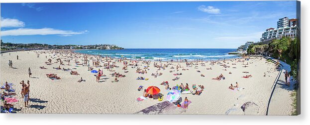 Bondi Beach Panorama Acrylic Print featuring the photograph Bondi Vibe by Az Jackson