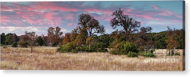 Central Acrylic Print featuring the photograph Fiery Sunset Colors over a Prairie in Canyon Lake - Comal County Texas Hill Country by Silvio Ligutti