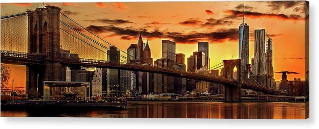 New York City Acrylic Print featuring the photograph Fiery Sunset Over Manhattan by Az Jackson