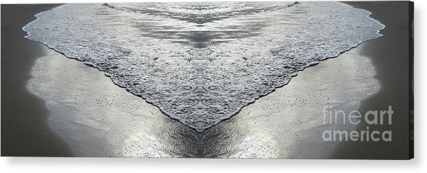 Sea Water Acrylic Print featuring the digital art Flowing sea water and sandy beach, movement meets symmetry by Adriana Mueller