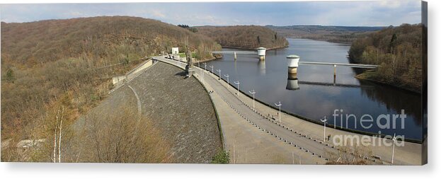 Gileppe Dam Acrylic Print featuring the photograph Gileppe Dam and Lake, Haut Fagnes, Belgium by Imladris Images