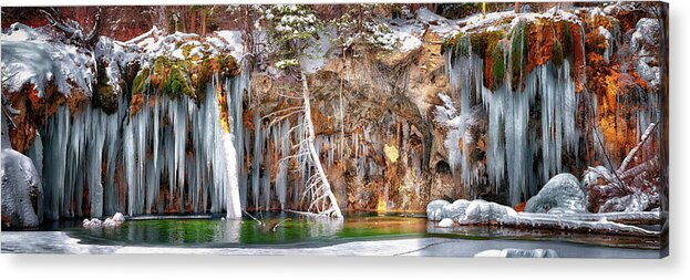 Hanging Lake Tunnel Acrylic Print featuring the photograph Hanging Lake Winter Panorama by OLena Art