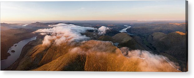 Panorama Acrylic Print featuring the photograph Helvellyn Aerial Lake District by Sonny Ryse