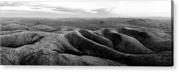 Panorama Acrylic Print featuring the photograph Howgill Fells Aerial Black and White Yorkshire Dales Cumbria 2 by Sonny Ryse