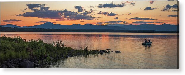 Maine Acrylic Print featuring the photograph Kezar Pond Sunset Fishing by White Mountain Images