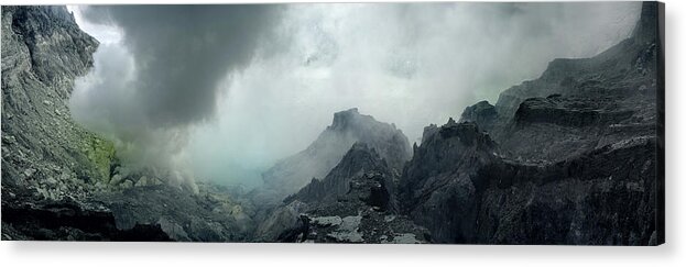 Panorama Acrylic Print featuring the photograph Mount Ijen Crater Lake Indonesia by Sonny Ryse