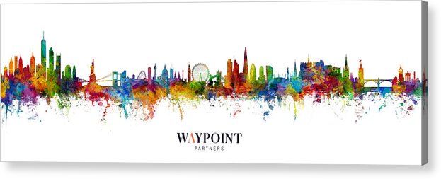  Acrylic Print featuring the digital art New York, London and Edinburgh Skylines CUSTOM Mashup by Michael Tompsett
