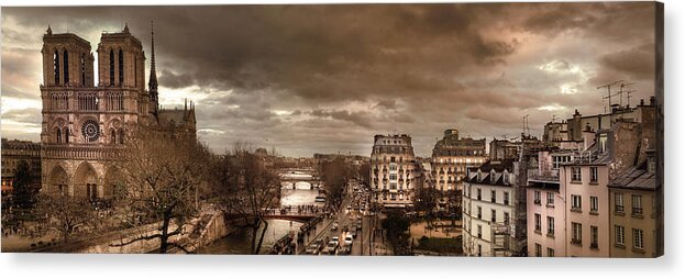 Ile De La Cite Acrylic Print featuring the photograph Notre Dame Panorama by Serge Ramelli