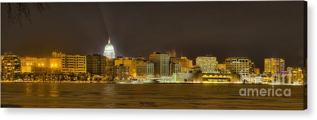 Capitol Acrylic Print featuring the photograph Madison - Wisconsin City panorama - no fireworks by Steven Ralser