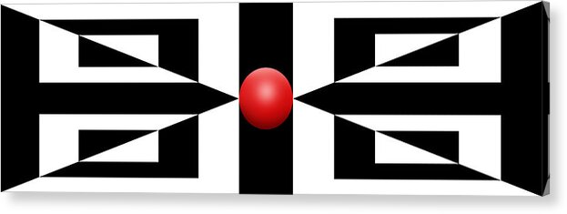 Abstract Acrylic Print featuring the digital art RED BALL 2a Panoramic by Mike McGlothlen
