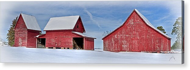 Smithfield Acrylic Print featuring the photograph Red Barns in the Snow by T Cairns