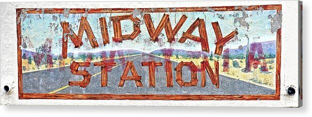Midway Station Mural In Vernon Az Acrylic Print featuring the photograph Midway Station Mural by Debra Sabeck
