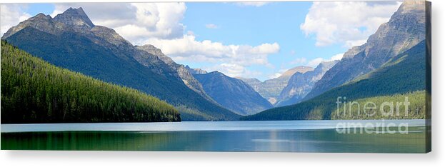 Bowman Lake Acrylic Print featuring the photograph Partly Cloudy At Bowman by Adam Jewell