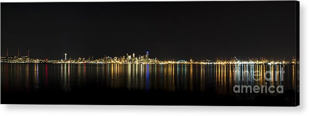 Seattle Acrylic Print featuring the photograph Seattle Washington Skyline from Alki Seacrest Park at 10mm by Patrick Fennell