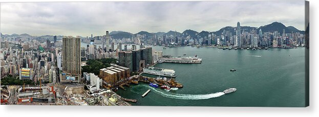 Wake Acrylic Print featuring the photograph Victoria Harbour, Hong Kong, 2012 by Joe Chen Photography