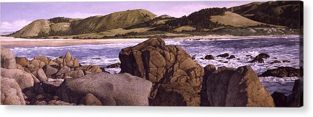 Watercolor Acrylic Print featuring the painting Across To The Highlands by Tom Wooldridge