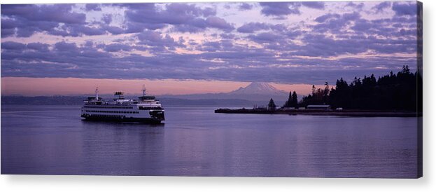 Photography Acrylic Print featuring the photograph Ferry In The Sea, Bainbridge Island #1 by Panoramic Images