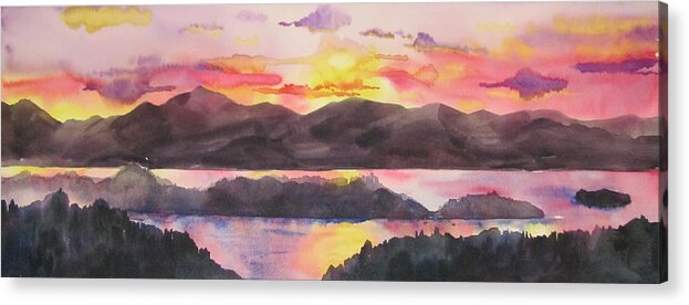 Vermont Acrylic Print featuring the painting Adirondack Sunset by Amanda Amend