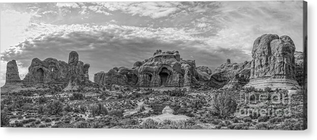 Delicate Acrylic Print featuring the photograph Arches National Park BW by Michael Ver Sprill