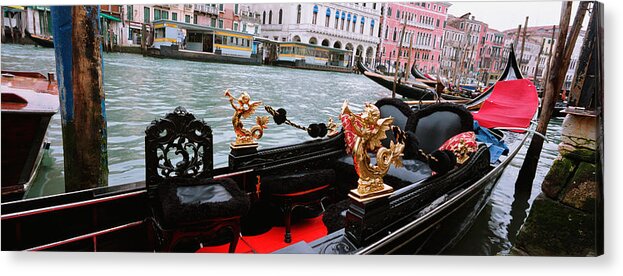 Photography Acrylic Print featuring the photograph Close-up Of A Gondola In A Canal, Grand by Panoramic Images