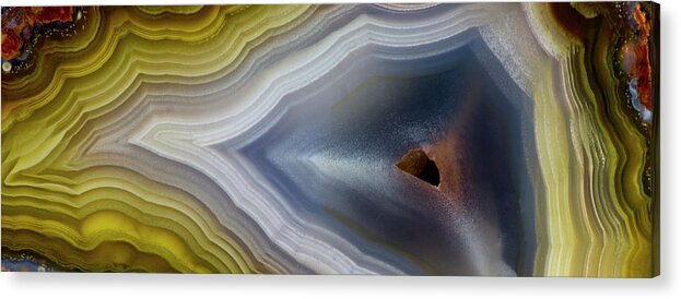 Mineral Acrylic Print featuring the photograph Panorama Of Laquana Agate Close-up by Darrell Gulin