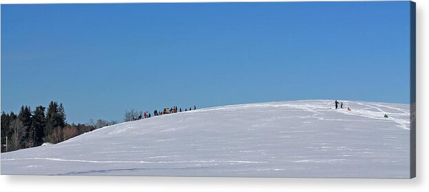Lancaster Ma Acrylic Print featuring the photograph Dexter Drumlin Hill Sledding by Michael Saunders