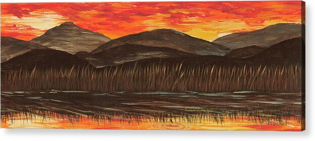Landscape Acrylic Print featuring the painting Sunset Over The Pond by Darice Machel McGuire